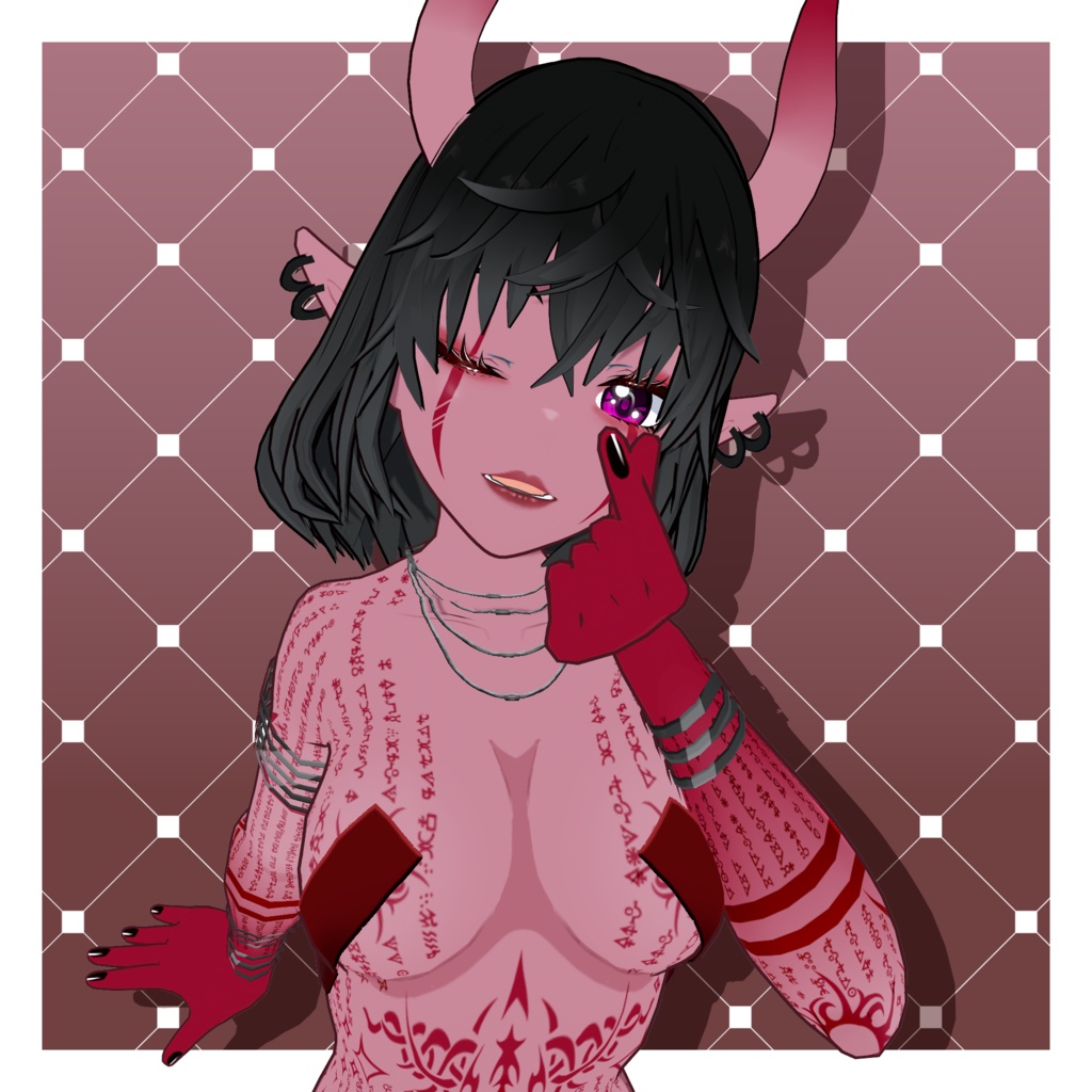 デーモン – サーモンピンク【カスタマイズ可能】【VRoid】 (Demon – Salmon Pink)