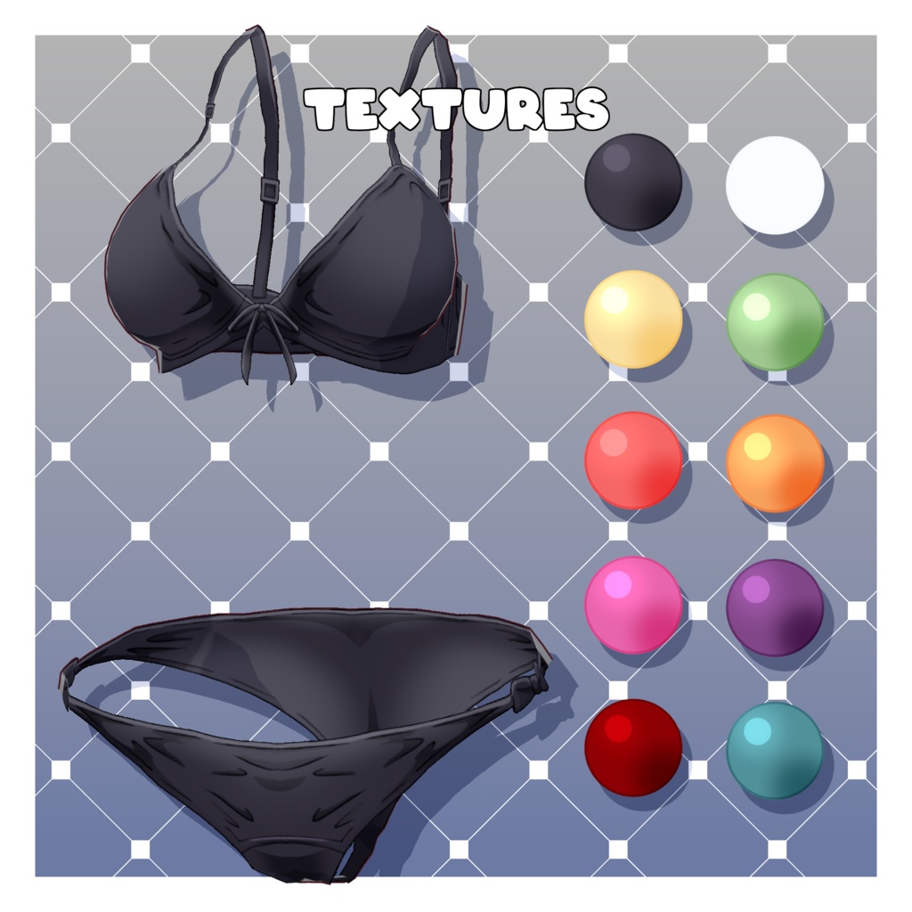 10x Anime Textured Bra & Panties [VRoid Texture/テクスチャ]