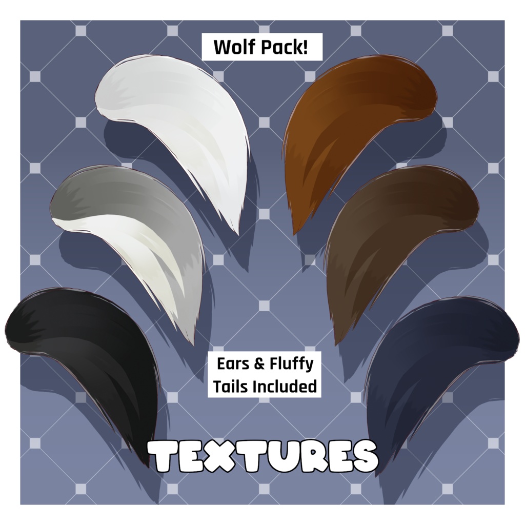 オオカミ耳&尻尾テクスチャセット【VRoid】 (Wolf Pack – Ears & Tails)