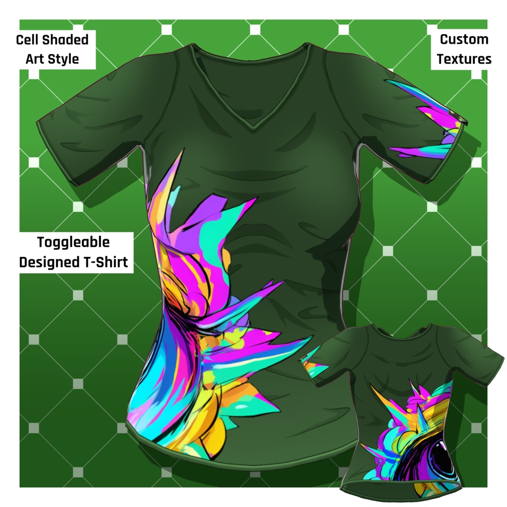 女性アニメTシャツ – 84種類【VRoid】 (84 x Female Anime T-Shirts)