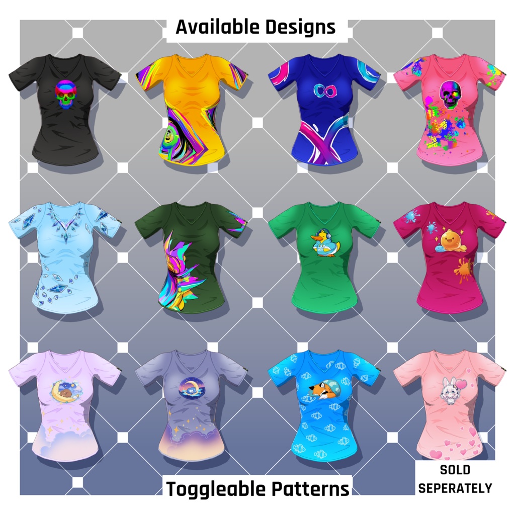 男性アニメTシャツ – 84種類【VRoid】 (84 x Male Anime T-Shirts)