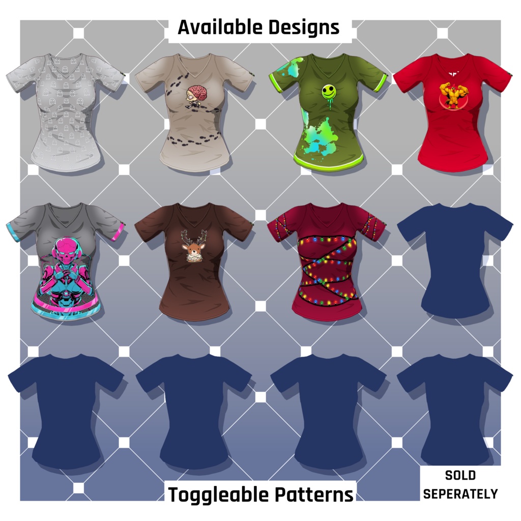 男性アニメTシャツ – 84種類【VRoid】 (84 x Male Anime T-Shirts)