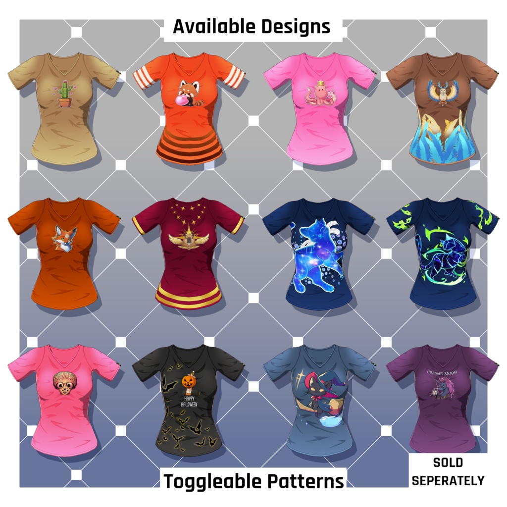 男性アニメTシャツ – 84種類【VRoid】 (84 x Male Anime T-Shirts)