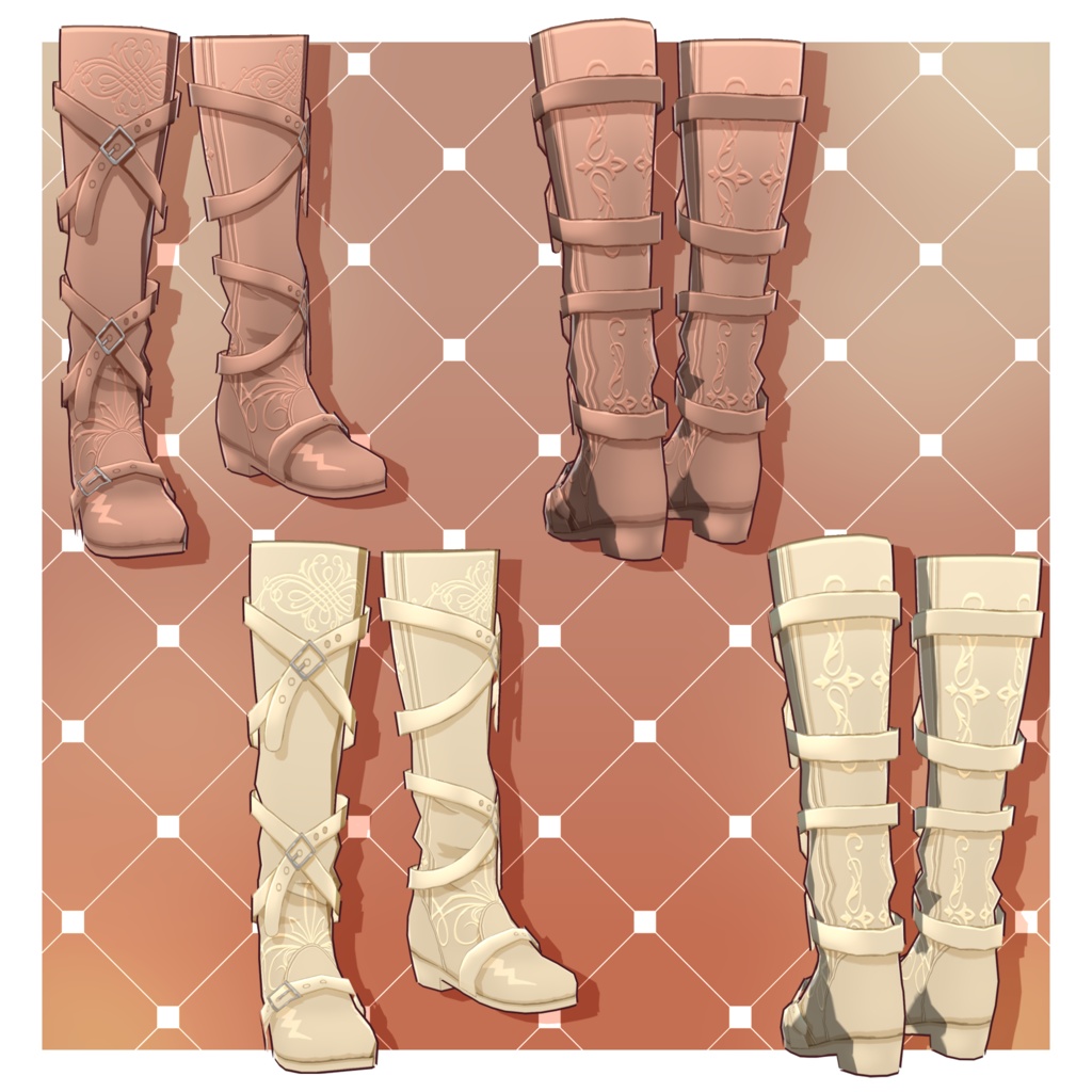 エレガントブーツパック – 10足【VRoid】 (Elegant Boots Pack x10)