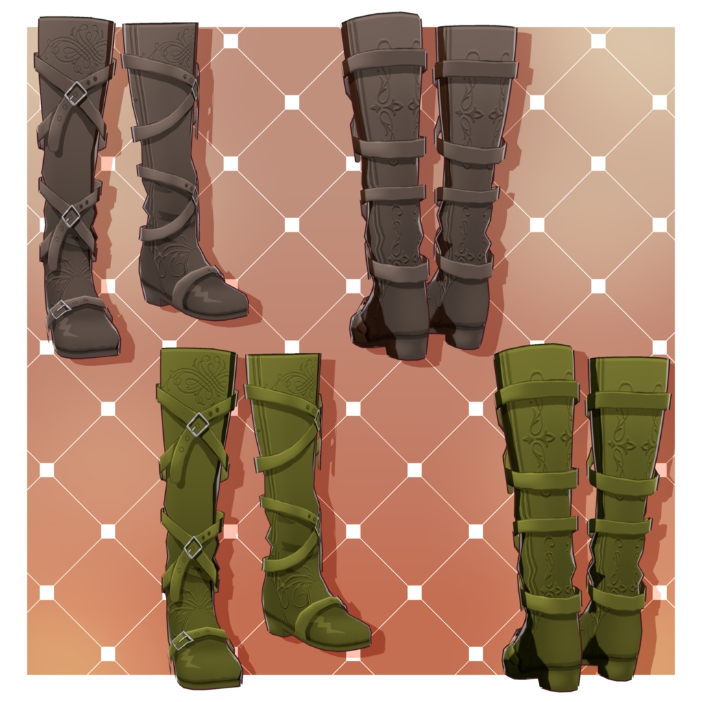 エレガントブーツパック – 10足【VRoid】 (Elegant Boots Pack x10)