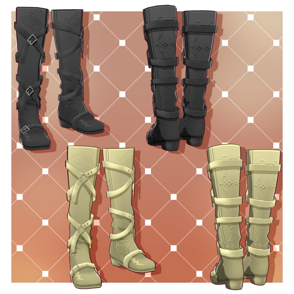 エレガントブーツパック – 10足【VRoid】 (Elegant Boots Pack x10)