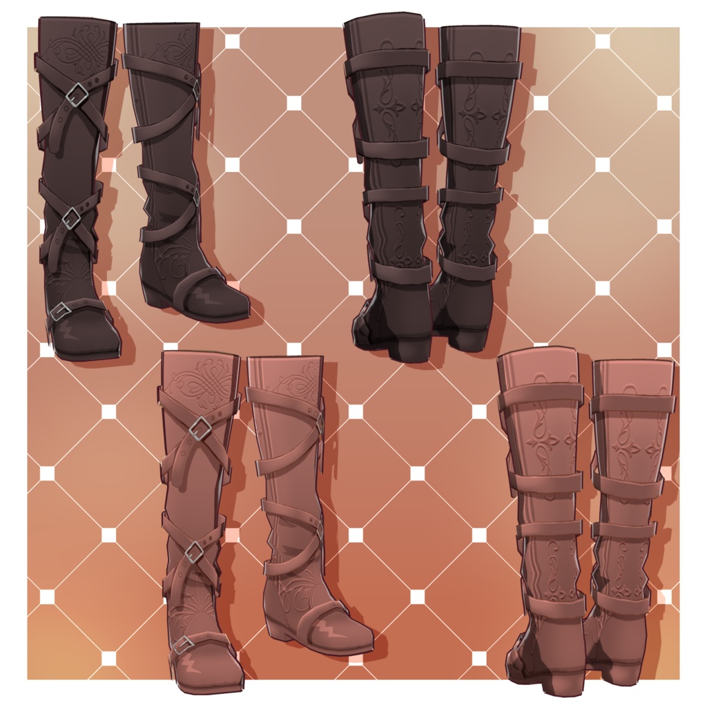 エレガントブーツパック – 10足【VRoid】 (Elegant Boots Pack x10)