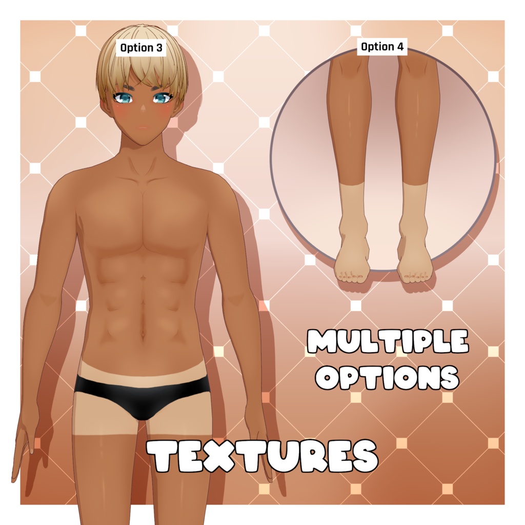 ボディタンライン 12個入り - 男性用パック 【VRoid テクスチャ】 (6 x Body Tan Lines - Male Pack)