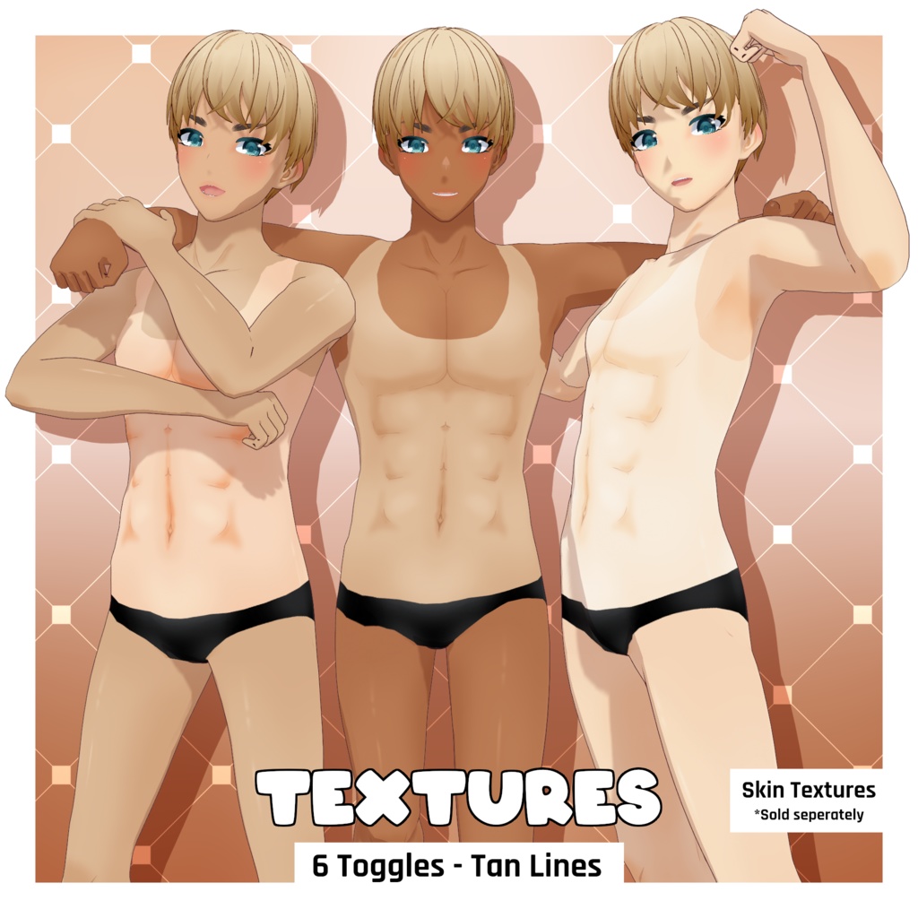 ボディタンライン 12個入り - 男性用パック 【VRoid テクスチャ】 (6 x Body Tan Lines - Male Pack)