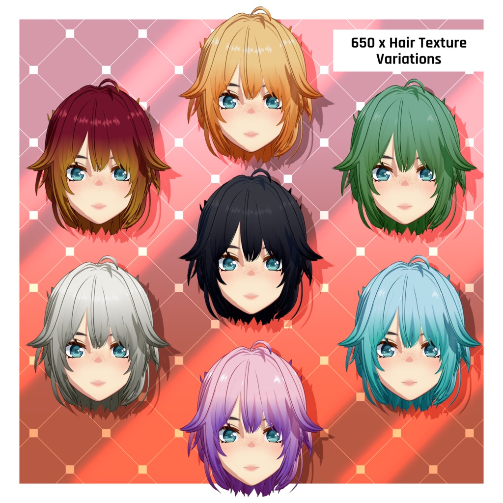 アニメ風女性Vチューバースターターバンドル / ベース + スキン + 髪型 + アイライナー + 目 + メガネ 【VRoid】 (Anime-Style Female vTuber Starter Bundle / Base + Skin + Hair + Eyeliner + Eyes + Glasses)