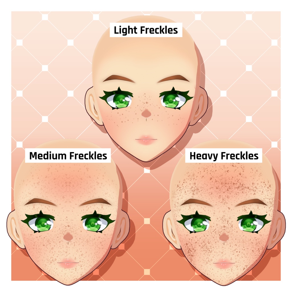 キュートなそばかすアニメパック - ライト / ミディアム / ヘビー 【VRoid】 (Cute Freckles Anime Pack - Light / Medium / Heavy)