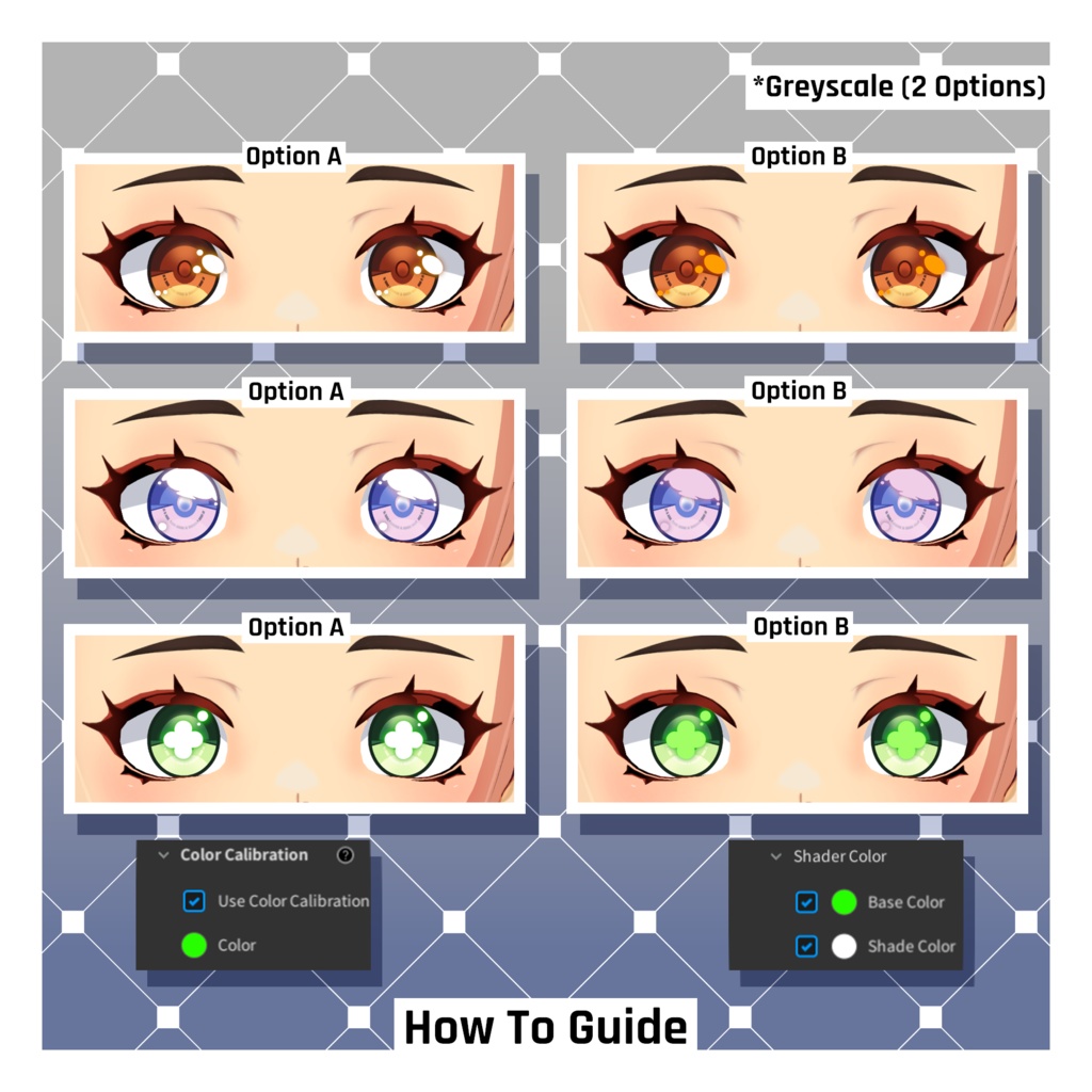 20個のアイハイライトパック(アニメのきらめき) 【VRoid】 20 x Eye Highlights Pack (Anime Sparkles)