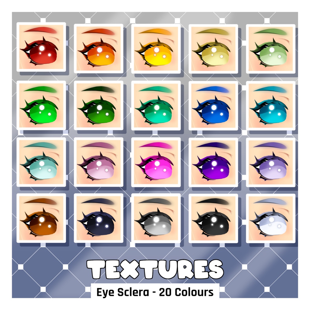 目のテクスチャ（強膜）20種類 - アニメ風【VRoid】20 x Eye Texture Sclera - Anime Styled