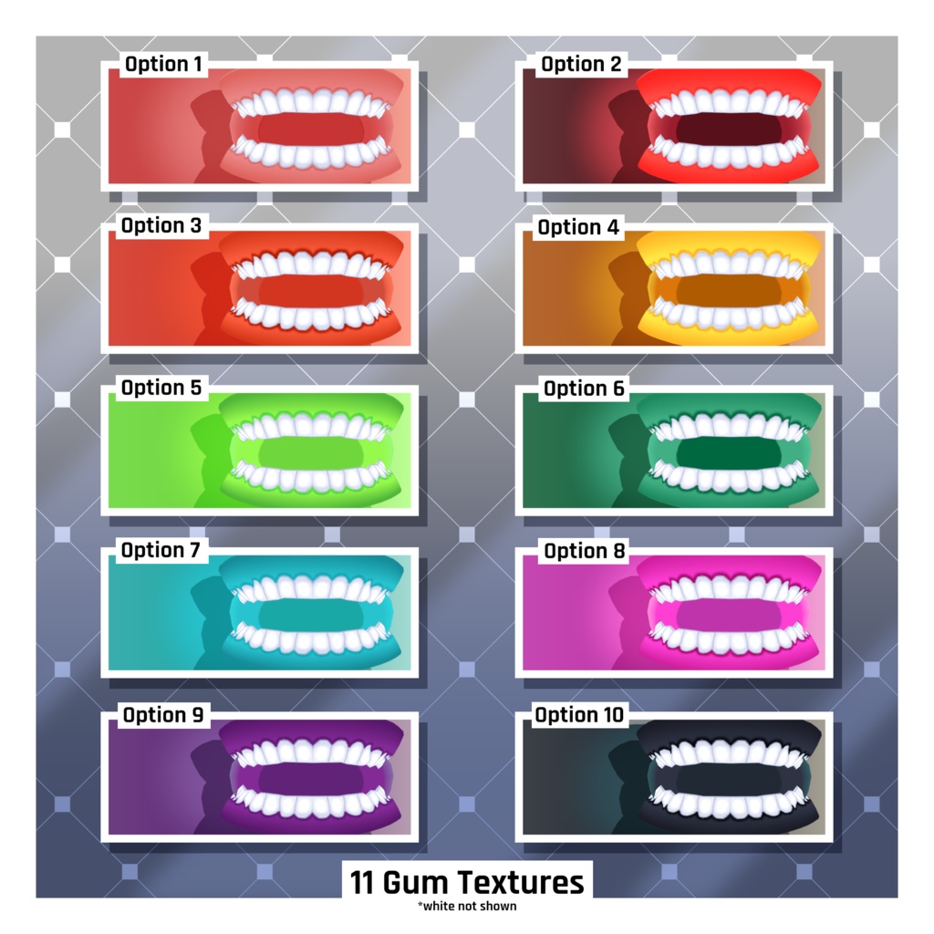 口の切り替えパック - 人間&モンスター / 歯 / 歯茎 / 舌 / 扁桃腺 【VRoid テクスチャ】 Mouth Toggles Pack - Human & Monster / Teeth / Gums / Tongue / Tonsils