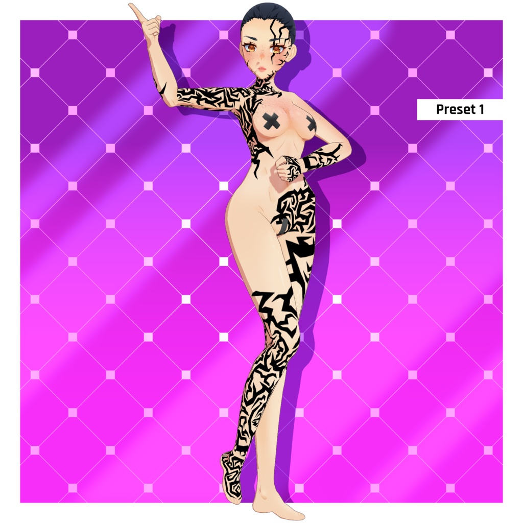 呪われた線分けトグルタトゥーパック 【VRoid】 Cursed Lines Separate Toggles Tattoo Pack