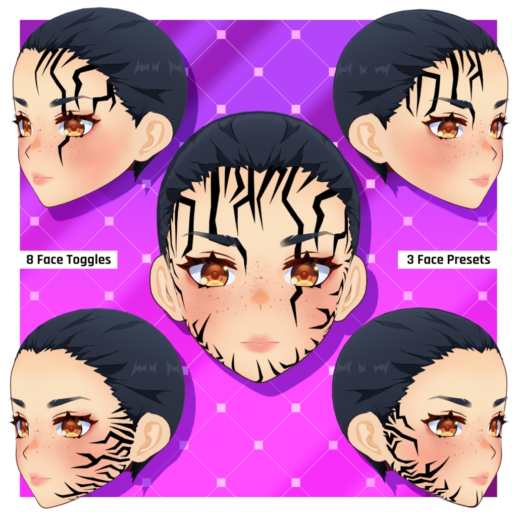 呪われた線分けトグルタトゥーパック 【VRoid】 Cursed Lines Separate Toggles Tattoo Pack