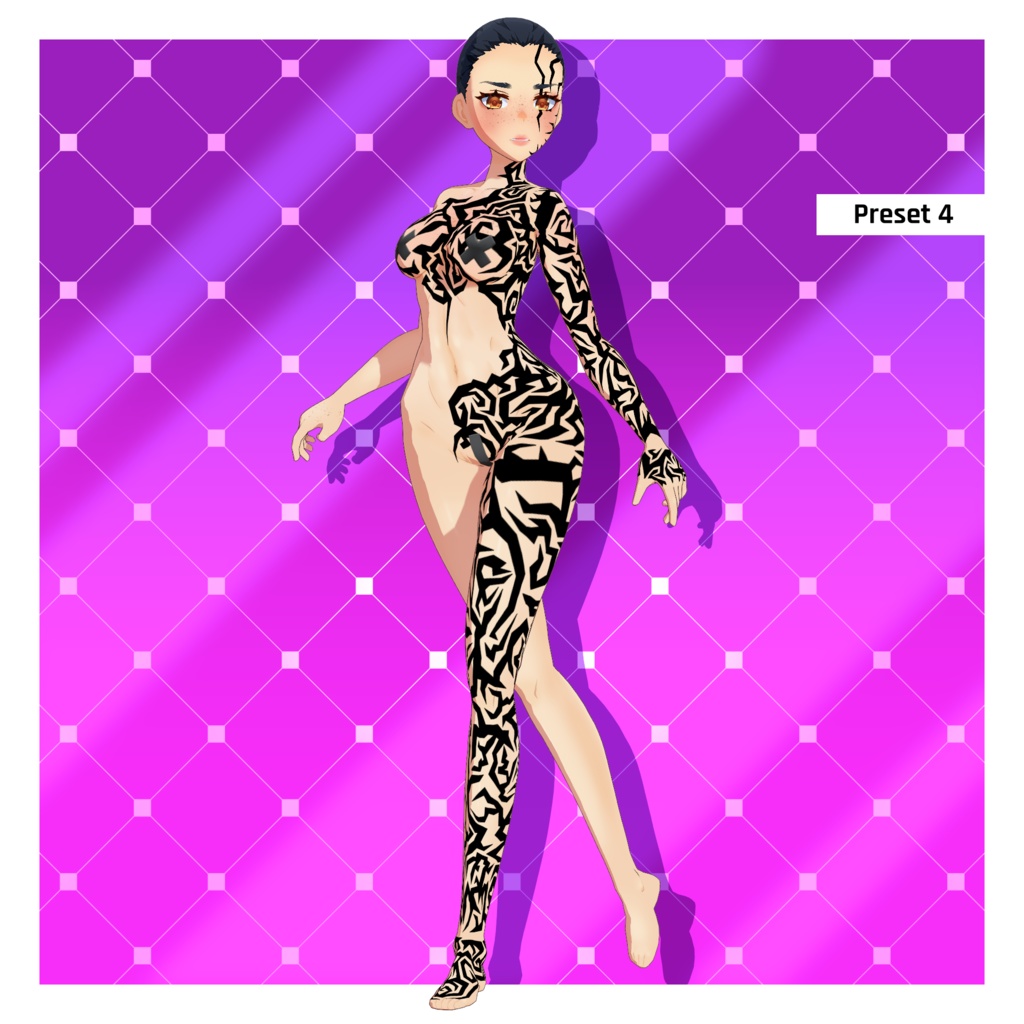 呪われた線分けトグルタトゥーパック 【VRoid】 Cursed Lines Separate Toggles Tattoo Pack