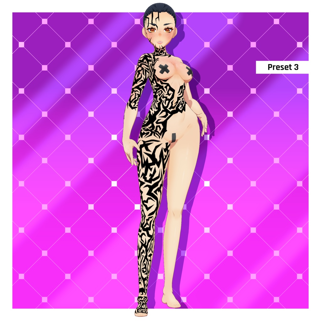呪われた線分けトグルタトゥーパック 【VRoid】 Cursed Lines Separate Toggles Tattoo Pack