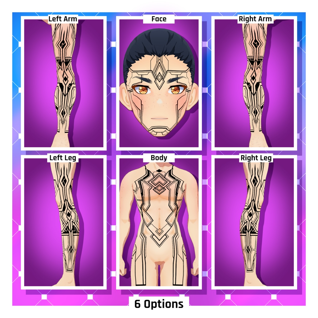未来的なパターンのタトゥーパック 【VRoid】 Futuristic Pattern Tattoo Pack