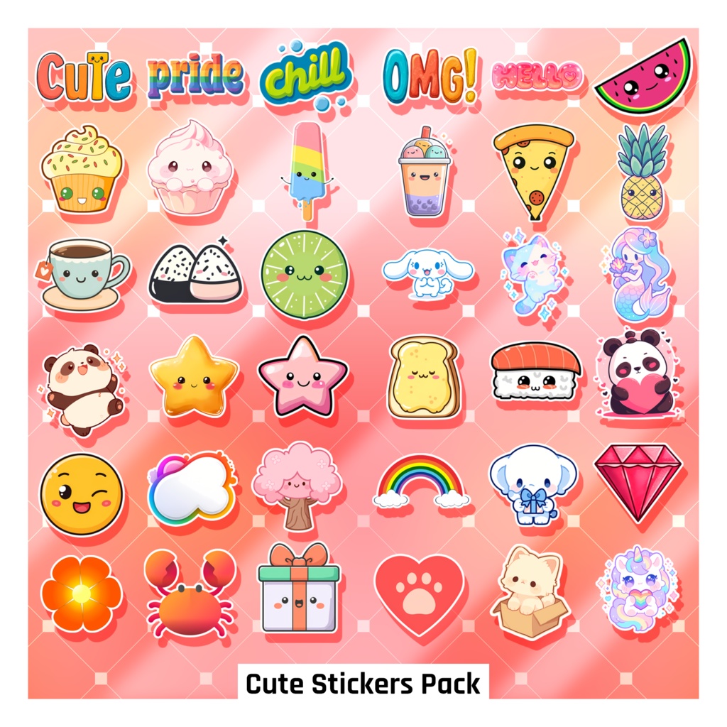 36 かわいい顔と体のステッカーパック 【VRoid】 36 Cute Face & Body Stickers Pack