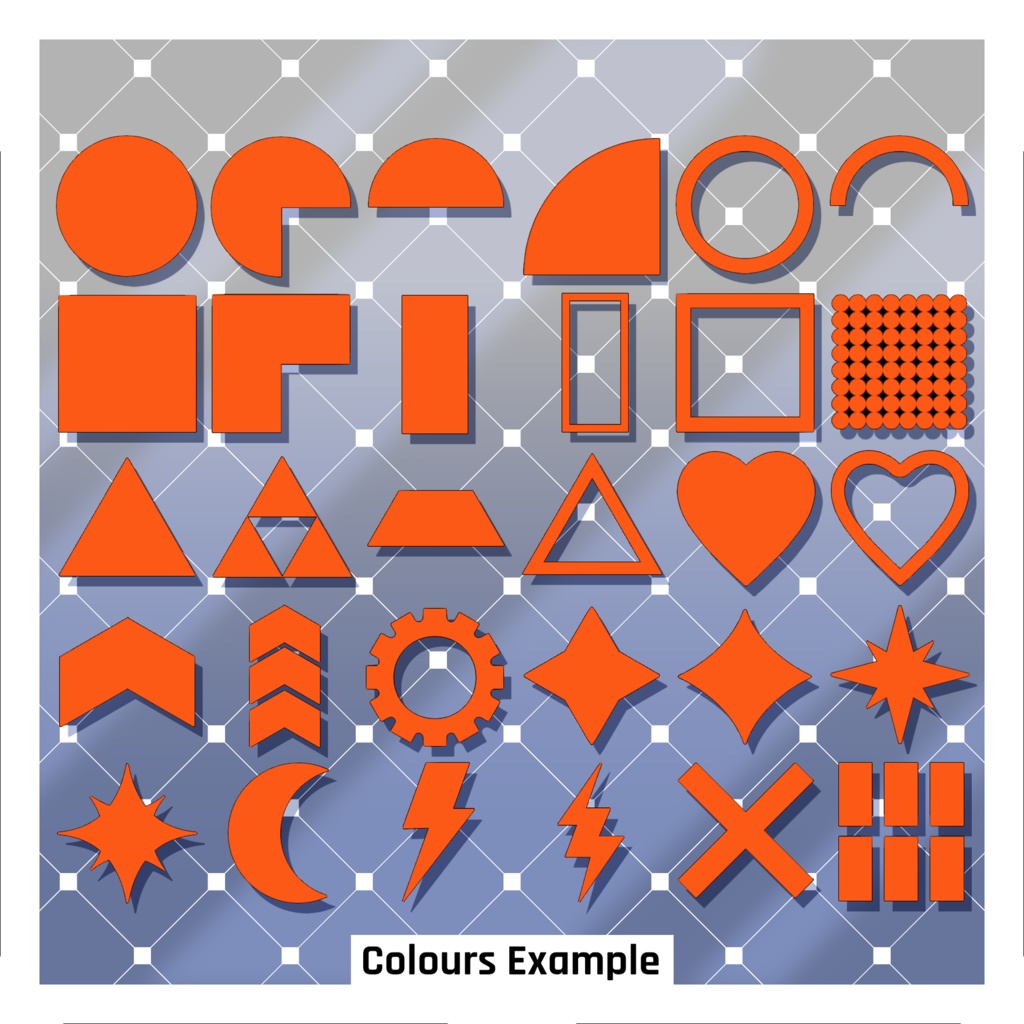 シンプルな図形ステッカー36枚セット 【VRoid】 36 Simple Shapes Stickers Pack