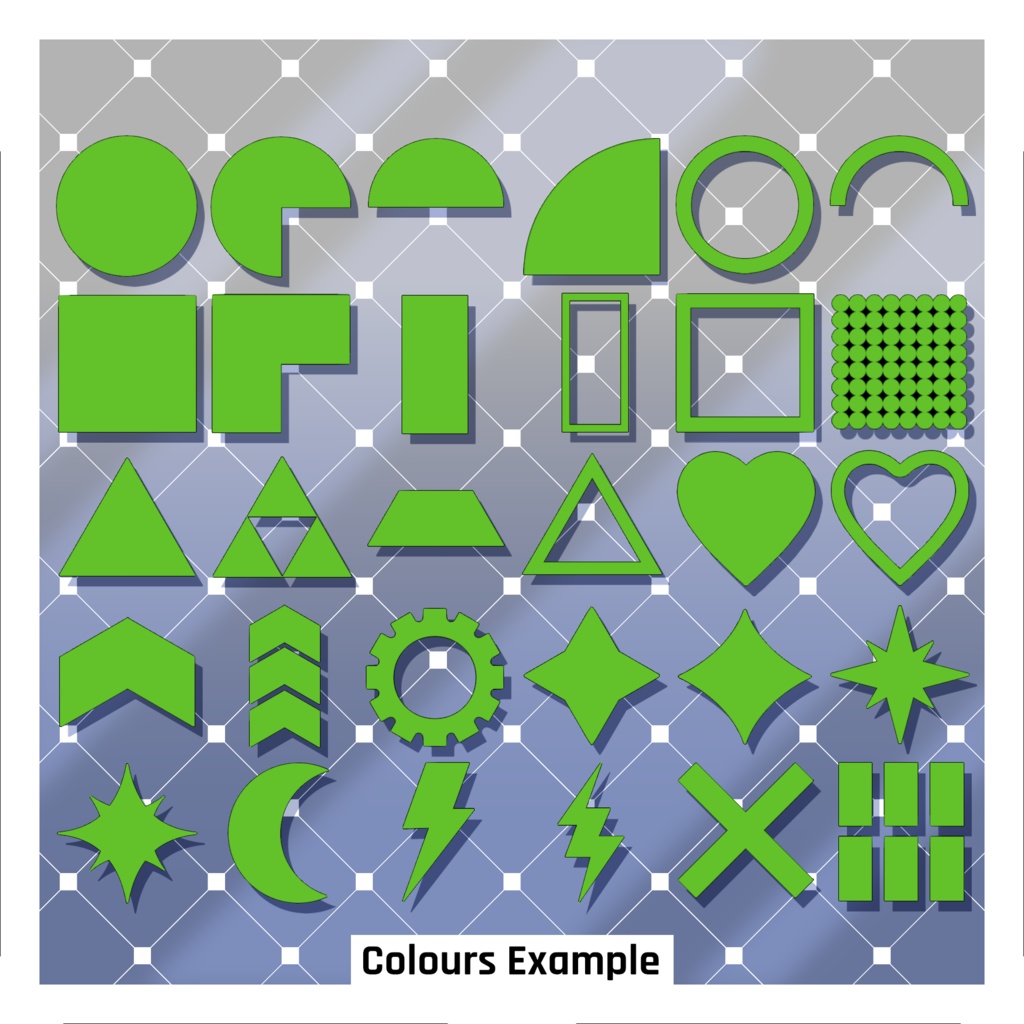シンプルな図形ステッカー36枚セット 【VRoid】 36 Simple Shapes Stickers Pack
