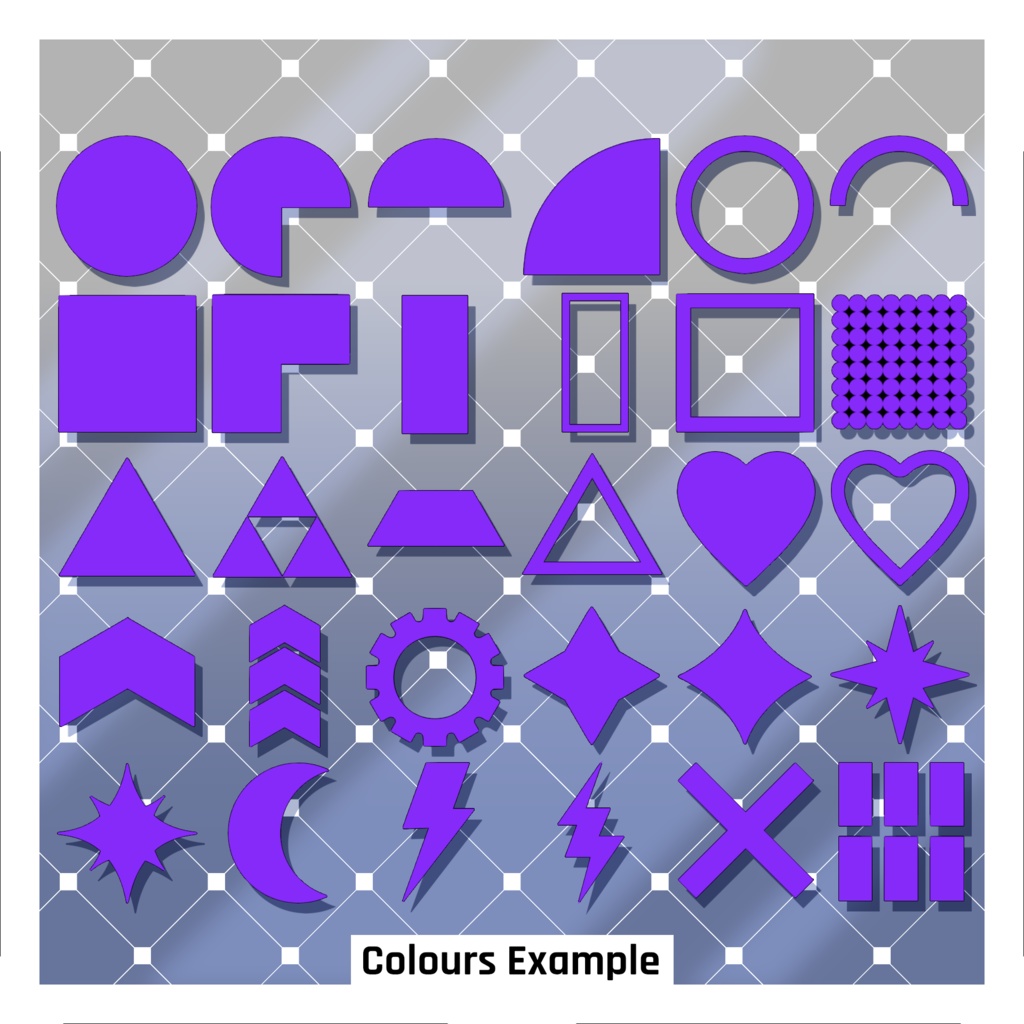 シンプルな図形ステッカー36枚セット 【VRoid】 36 Simple Shapes Stickers Pack