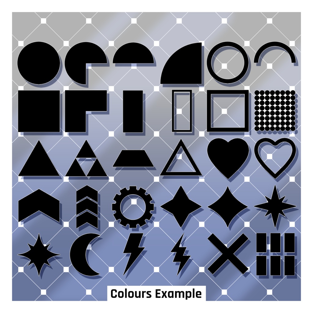 シンプルな図形ステッカー36枚セット 【VRoid】 36 Simple Shapes Stickers Pack