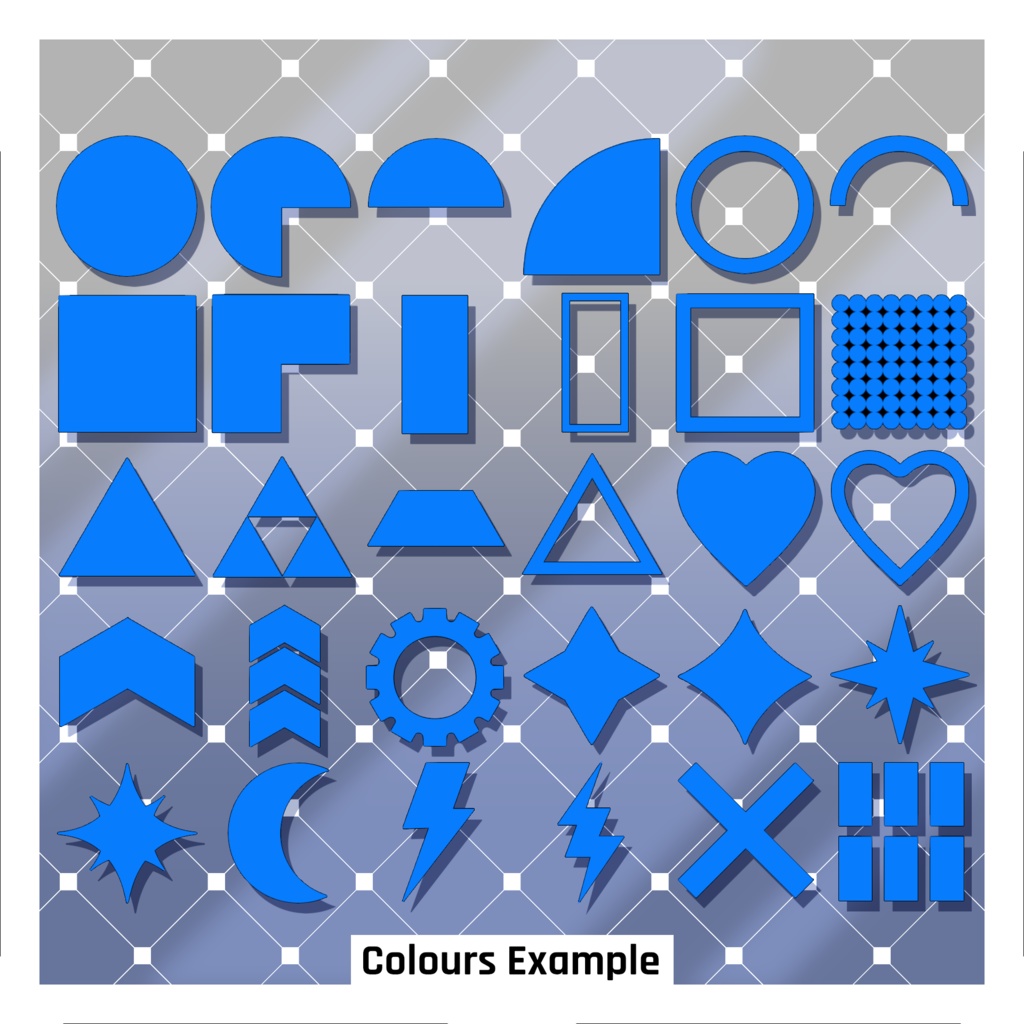 シンプルな図形ステッカー36枚セット 【VRoid】 36 Simple Shapes Stickers Pack