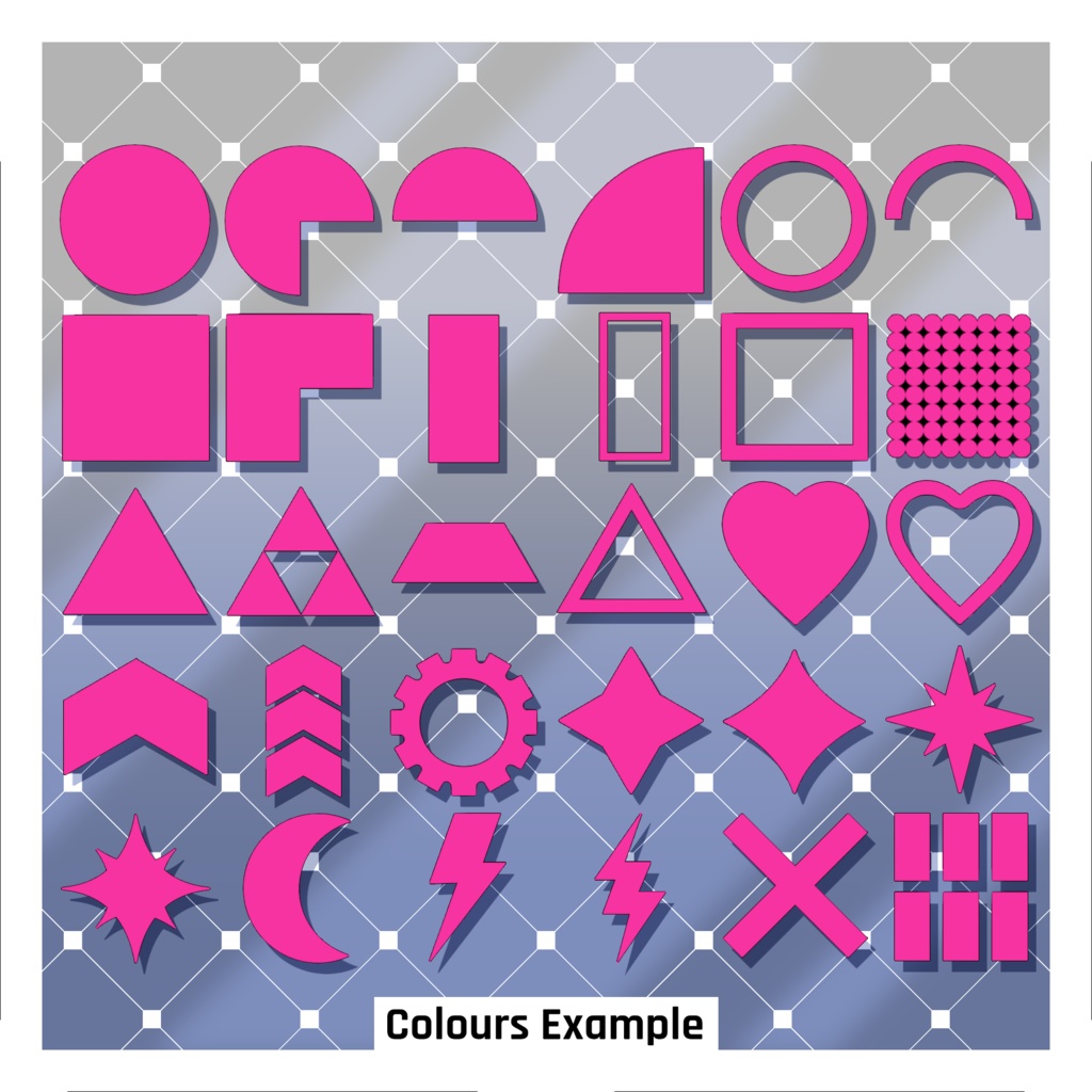 シンプルな図形ステッカー36枚セット 【VRoid】 36 Simple Shapes Stickers Pack