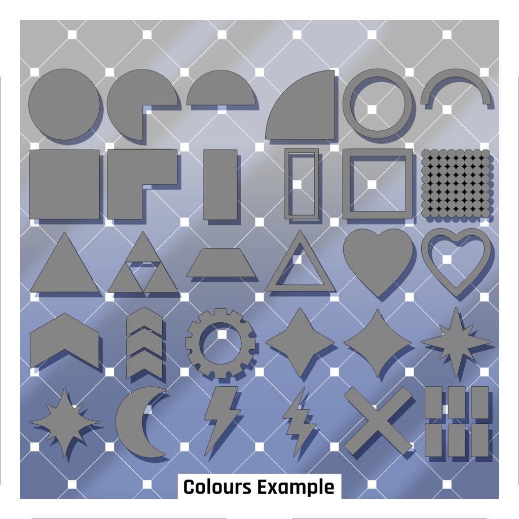 シンプルな図形ステッカー36枚セット 【VRoid】 36 Simple Shapes Stickers Pack