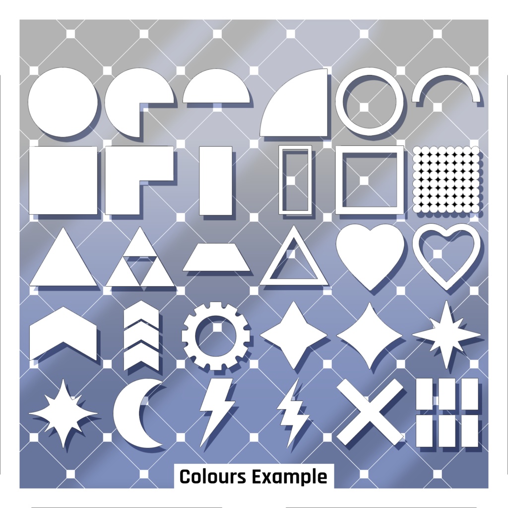 シンプルな図形ステッカー36枚セット 【VRoid】 36 Simple Shapes Stickers Pack