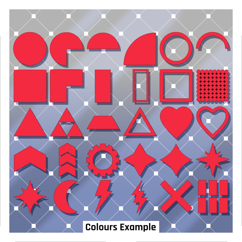 シンプルな図形ステッカー36枚セット 【VRoid】 36 Simple Shapes Stickers Pack