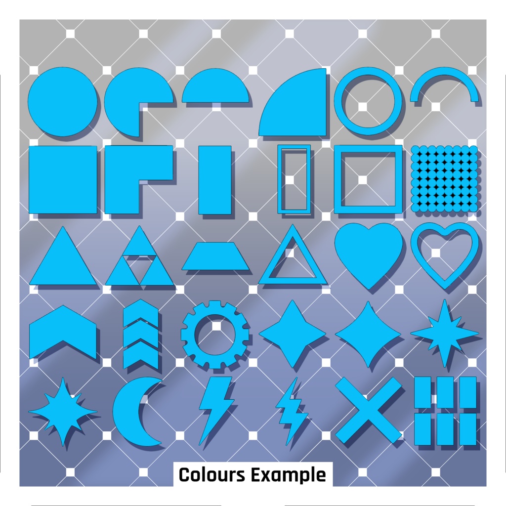 シンプルな図形ステッカー36枚セット 【VRoid】 36 Simple Shapes Stickers Pack
