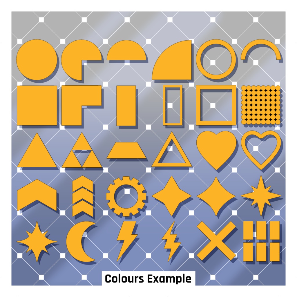 シンプルな図形ステッカー36枚セット 【VRoid】 36 Simple Shapes Stickers Pack