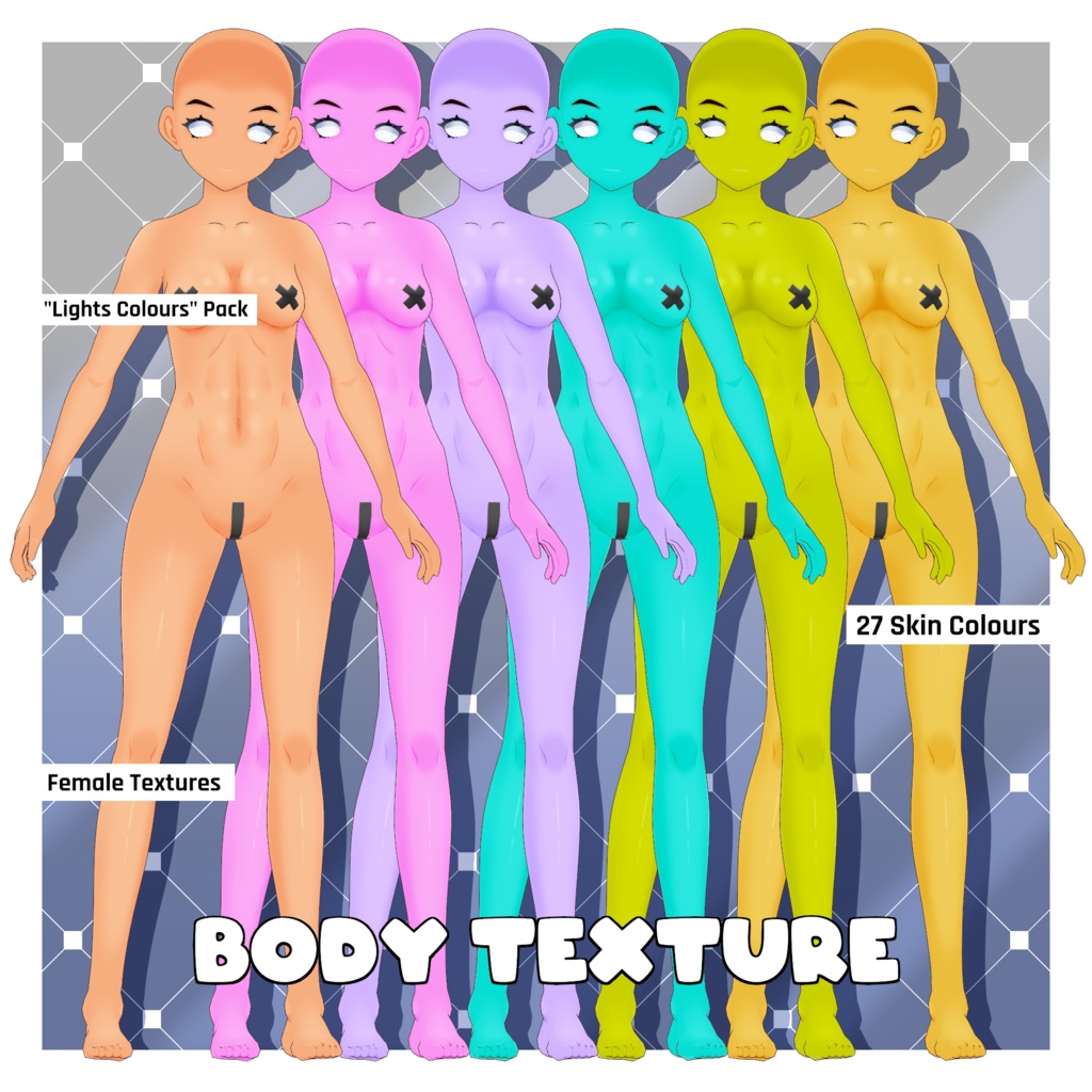 女性 ファンタジースキンカラーテクスチャパック - ライト 【VRoid】 Female Fantasy Skin Colours Texture Pack - Light