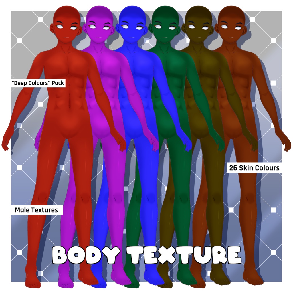 男性向けファンタジースキンカラーテクスチャパック - ディープ 【VRoid】 Male Fantasy Skin Colours Texture Pack - Deep