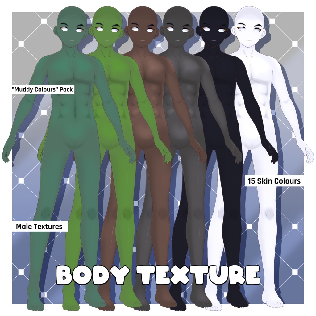 男性向けファンタジースキンカラーテクスチャパック - 泥っぽい 【VRoid】 Male Fantasy Skin Colours Texture Pack - Muddy