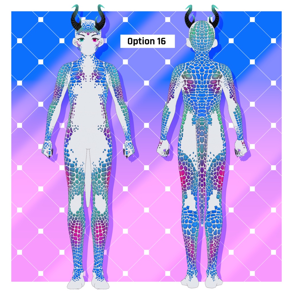 ファンタジードラゴンのボディテクスチャパック x 16 【VRoid】 Fantasy Dragon Body Texture Pack x 16