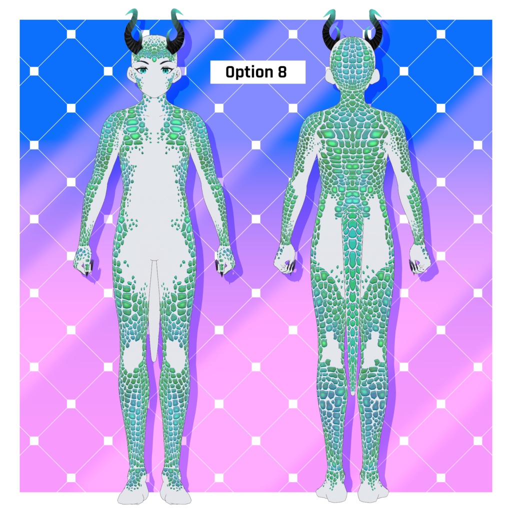 ファンタジードラゴンのボディテクスチャパック x 16 【VRoid】 Fantasy Dragon Body Texture Pack x 16
