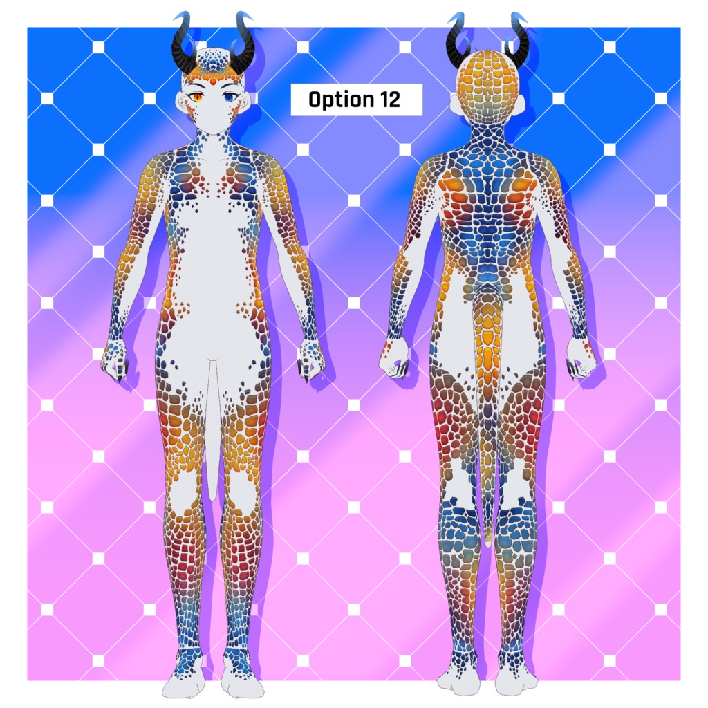 ファンタジードラゴンのボディテクスチャパック x 16 【VRoid】 Fantasy Dragon Body Texture Pack x 16