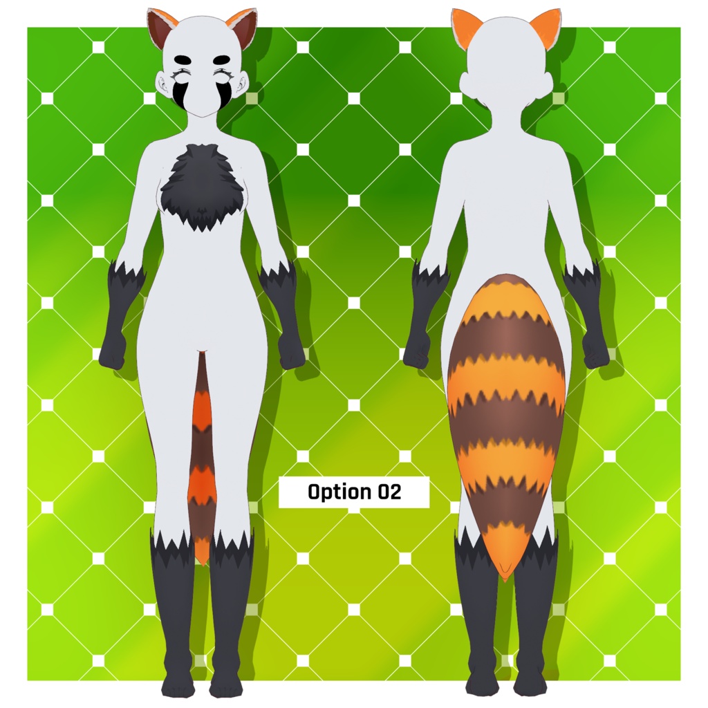 レッサーパンダ - 髪のテクスチャ、耳・尻尾、動物アクセサリー&ファーボディスーツ | VRoidテクスチャパック 【VRoid】 Red Panda - Hair Texture, Ears & Tails, Animal Accessories & Fur Body Suit | Vroid Textures Pack