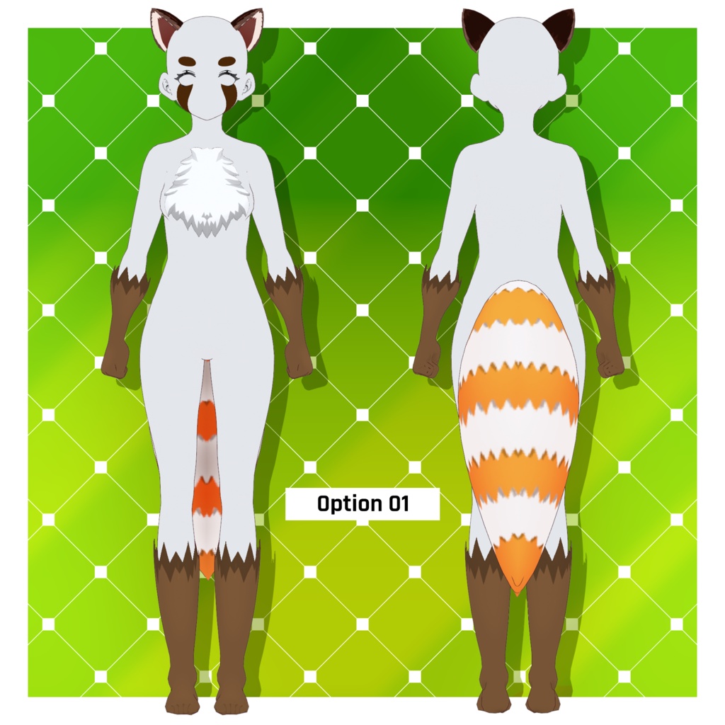 レッサーパンダ - 髪のテクスチャ、耳・尻尾、動物アクセサリー&ファーボディスーツ | VRoidテクスチャパック 【VRoid】 Red Panda - Hair Texture, Ears & Tails, Animal Accessories & Fur Body Suit | Vroid Textures Pack