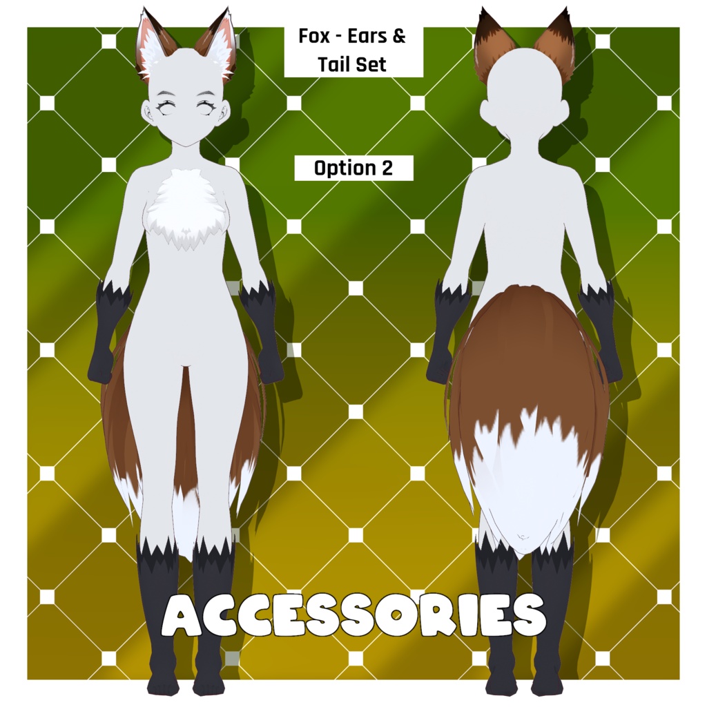 フォックスパック - 耳・尻尾・ファーボディスーツ - 動物アクセサリー | VRoidテクスチャパック 【VRoid】 Fox Pack - Ears & Tails, & Fur Body Suit - Animal Accessories | Vroid Textures Pack
