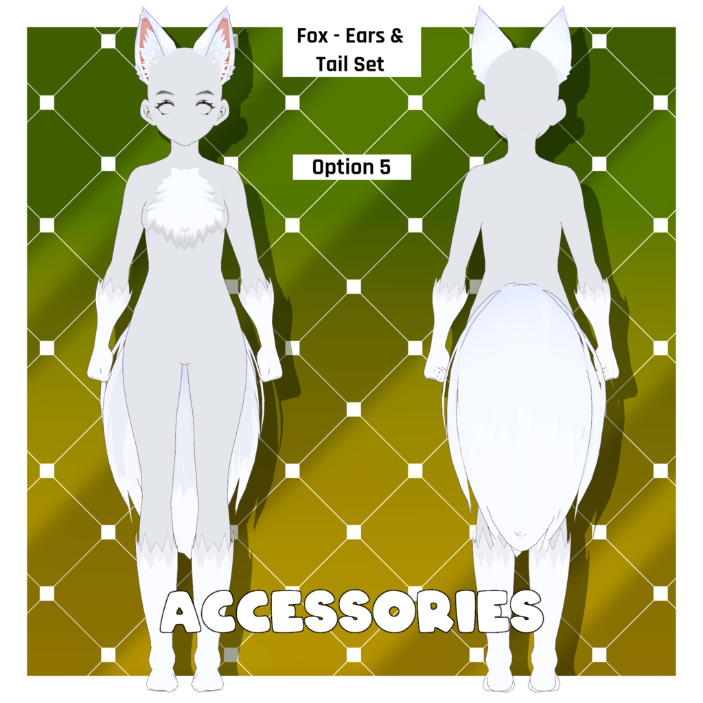 フォックスパック - 耳・尻尾・ファーボディスーツ - 動物アクセサリー | VRoidテクスチャパック 【VRoid】 Fox Pack - Ears & Tails, & Fur Body Suit - Animal Accessories | Vroid Textures Pack