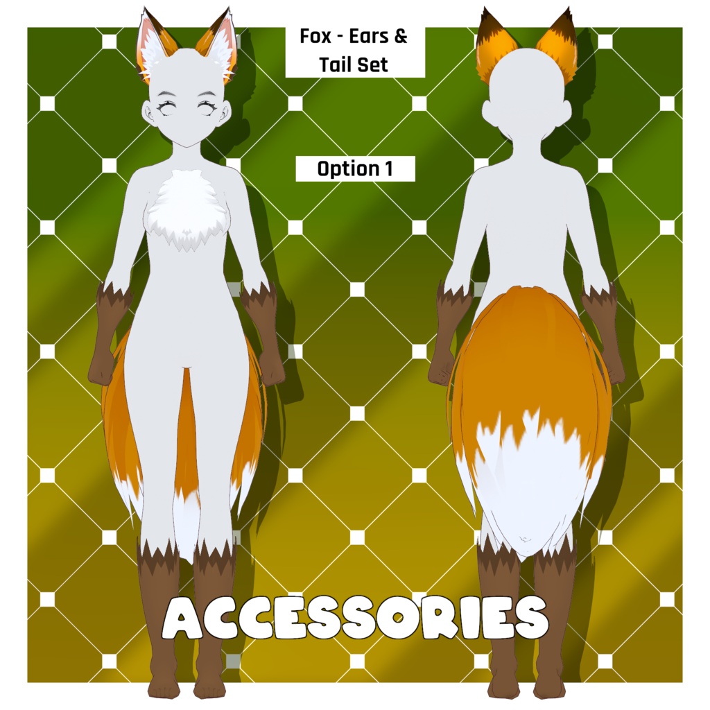 フォックスパック - 耳・尻尾・ファーボディスーツ - 動物アクセサリー | VRoidテクスチャパック 【VRoid】 Fox Pack - Ears & Tails, & Fur Body Suit - Animal Accessories | Vroid Textures Pack