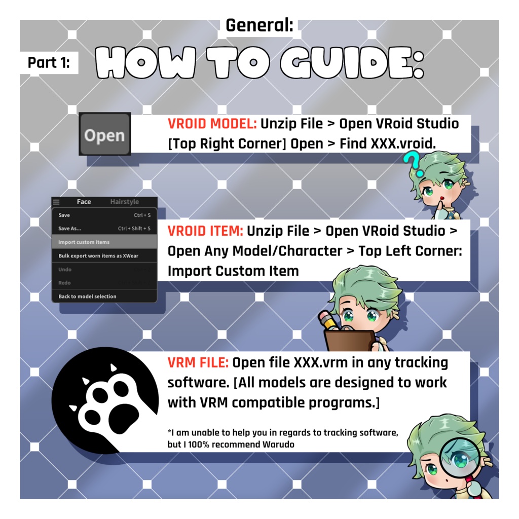 フォックスパック - 耳・尻尾・ファーボディスーツ - 動物アクセサリー | VRoidテクスチャパック 【VRoid】 Fox Pack - Ears & Tails, & Fur Body Suit - Animal Accessories | Vroid Textures Pack