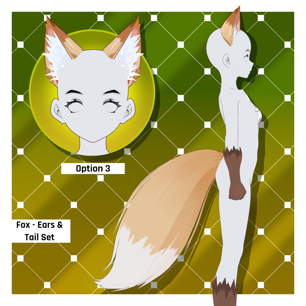 フォックスパック - 耳・尻尾・ファーボディスーツ - 動物アクセサリー | VRoidテクスチャパック 【VRoid】 Fox Pack - Ears & Tails, & Fur Body Suit - Animal Accessories | Vroid Textures Pack