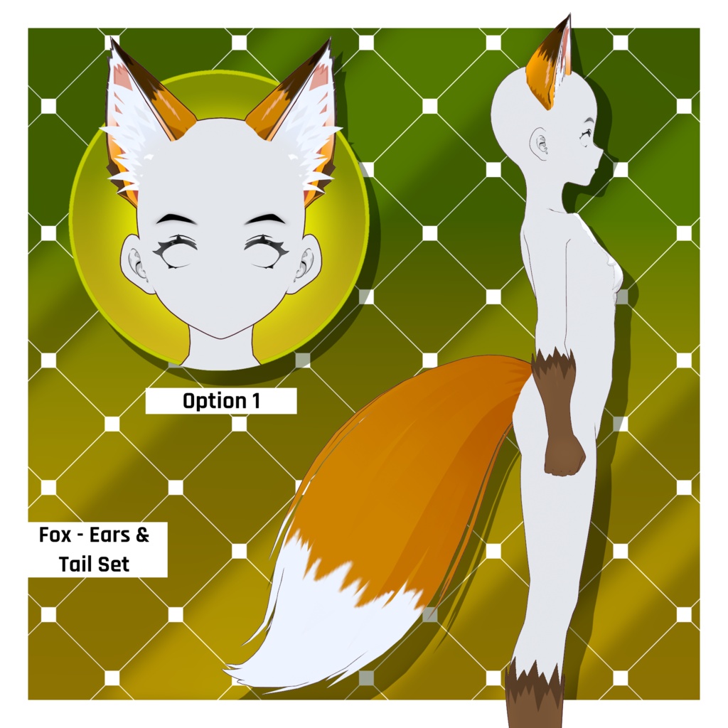 フォックスパック - 耳・尻尾・ファーボディスーツ - 動物アクセサリー | VRoidテクスチャパック 【VRoid】 Fox Pack - Ears & Tails, & Fur Body Suit - Animal Accessories | Vroid Textures Pack