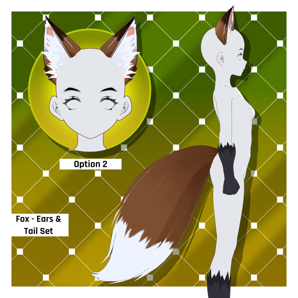 フォックスパック - 耳・尻尾・ファーボディスーツ - 動物アクセサリー | VRoidテクスチャパック 【VRoid】 Fox Pack - Ears & Tails, & Fur Body Suit - Animal Accessories | Vroid Textures Pack